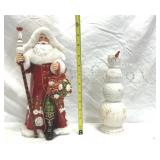 Santa Figurine & Snowman Angel