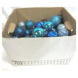 Large Box of Blue Teal Green Christmas Ornaments