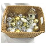 Large Box of Silver Gold White Christmas Ornaments