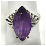 Sterling Purple Amethyst Gemstone Filigree Ring