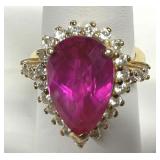 Ross Simons Ruby CZ Pear Shape 925 Ring Sz 7