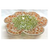 Glass Mosaic Flower Shaped Bowl 12"d x 2.5"t