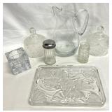 Glass Plate, Pitcher, Candleholder, Dome Lids