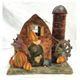 Autumn Metal Barn w/Silo Candleholder