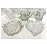 Glass Vintage Creamers, Sugar Bowl, Sm Plates