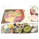 Sewing Bag, Pin Cushion, Thread, Trinket Box, Etc.