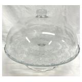 Glass Embossed Flower Domed Cake Plate Stand