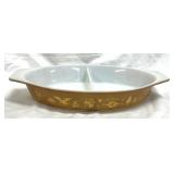 Pyrex Early American Brown & Gold Divided Dish