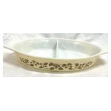 Pyrex Gold Leaf Acorn Divided Casserole Dish 1.5qt