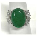 Ross Simons Cabochon Green Jadeite 925 Ring Sz 7