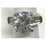 Large CZ Stones Sterling Silver Ring Size 7