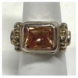 Champagne CZ Sterling Ring Marked 925 Sz 8