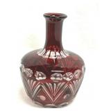 Bohemian Czech Ruby Red Cut to Clear Decanter