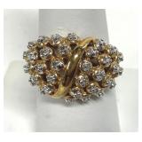Cocktail Cluster Ring Marked 925 Gold Vermeil Sz 8