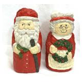 Santa Claus & Mrs. 10" x 4" Resin Figurines Carved