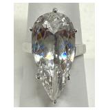 Pear Shaped CZ Cocktail Ring Marked 925 Size 8