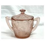 Pink Depression Glass Cherry Blossom Sugar Bowl