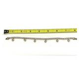 Gold Tone CZ Tennis Bracelet Hanging Hearts
