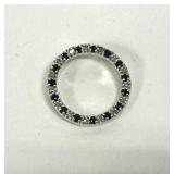 Blue & Clear CZ Sterling Silver 925 Circle Pendant