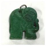 Jade Jadeite Green Elephant Pendant 1"