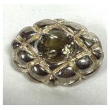 Vntg Citrine Oval 925 Sterling Silver Pendant 1"