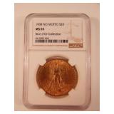 1908 NO MOTTO US $20 NGC 65 Rive d