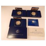 (3) 1987 US Proof Constitution Silver Dollars COA (3) 1987 US Proof Constitution Silver Dollars COA