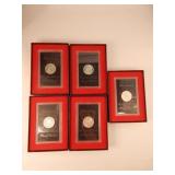 (5) 1973-S US Eisenhower Proof Dollars Brown Box (5) 1973-S US Eisenhower Proof Dollars Brown Box