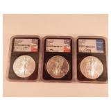 2021 US 3-Coin $1 Silver Eagle Signed NGC MS70 2021 US 3-Coin $1 Silver Eagle Signed NGC MS70