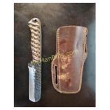 Hand Forged Damascus Steel Knife w/ Leather