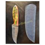 Hand Forged Damascus Steel Knife w/ Leather