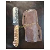 Hand Forged Damascus Steel Knife w/ Leather