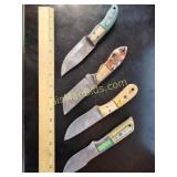 1 Hand Forged Damascus Steel Knife w/ Sheath - Ass