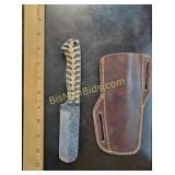 Hand Forged Steel Knife w/ Leather Sheath