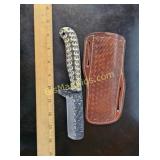 Hand Forged Steel Knife w/ Leather Sheath
