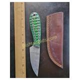 Hand Forged Damascus Steel Knife w/ Leather Sheath