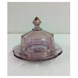 Vintage Amethyst Opalescent Flash Lidded Butter