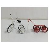 Vintage Metal Doll House Cart and Tricycle