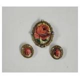 Vintage West German Filagree Rose brouch and