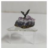 Amethyst Geode with pewter Eagle with Stand