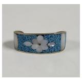 Vintage Mexican Inlay crushed turquoise with