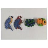 MCM African Birds and Fruit Refrigerator Magnets