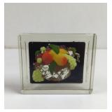 Vintage Fruit in A Basket Glass Paperweight
