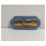 Hand-painted barn scene on wood plank