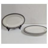 Vintage Buffalo China Grey Trim Oval Serving