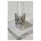 Sterling Silver butterfly rhinestone ring sz 8