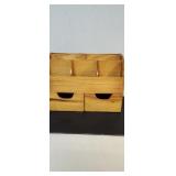 Wooden desk top organizer with 2 pull out drawers