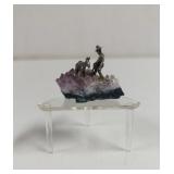 Amethyst Geode with pewter Cowboy and Donkey With
