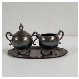 Vintage  Silver on Copper  Sugar and Creamer with