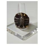 Bone or Antler Carved eagle ring sz 9.5